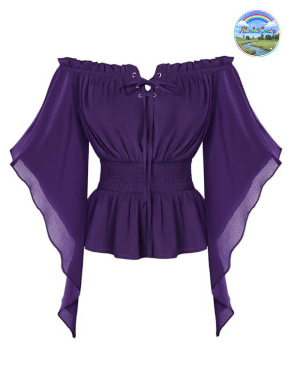Chiffon Off Shoulder Bell Sleeve Blouse Renaissance Peasant Top
